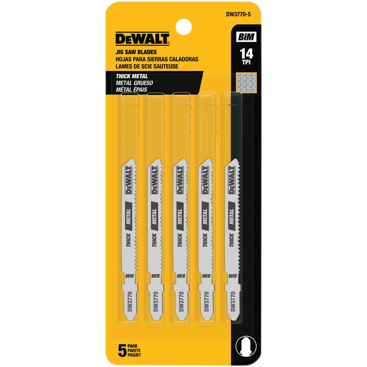 SET DE 5 CUCHILLAS PARA CALADORA CODIGO DW3770-5, DE COBALTO, PARA METAL, 14 DIENTES X PULG. MARCA DEWALT