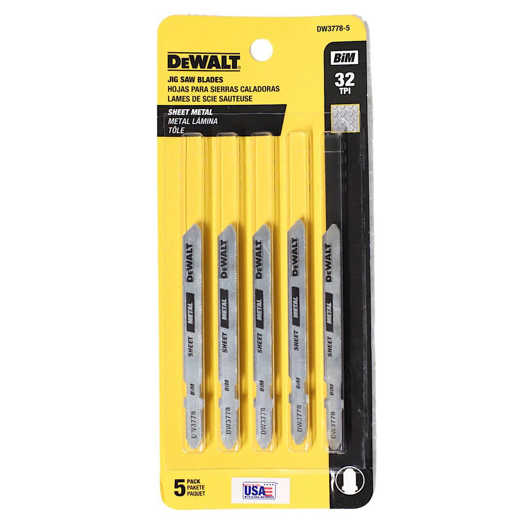 SET DE 5 CUCHILLAS PARA CALADORA CODIGO DW3778-5, DE 32 DIENTES X 3 PULG, TIPO T, PARA ACERO DE ALTO CARBONO. DEWALT