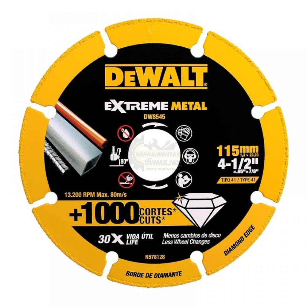 PULIDORA DE 4-1/2 PULG 1,200 WATTS, 11,000 RPM, SWITCH TIPO PALETA, GRATIS DISCO DIAMANTADO PARA META 4 1/2 MARCA DEWALT, DWE4212-DW8545