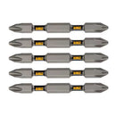 SET DE 5 PUNTAS DOBLES PARA ATORNILLAR TOUGH GRIP No.2, 2 PULGADAS DE LARGO. MARCA DEWALT