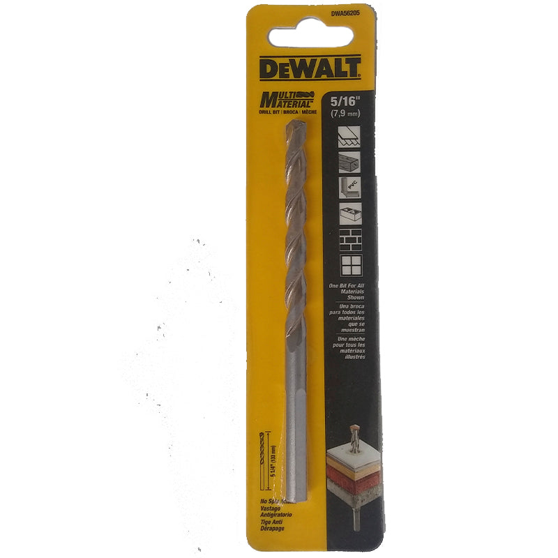 BROCA MULTIMATERIAL DE 5/16PULG PARA METAL, MADERA, PLASTICO, Y CONCRETO, DWA56205, DEWALT
