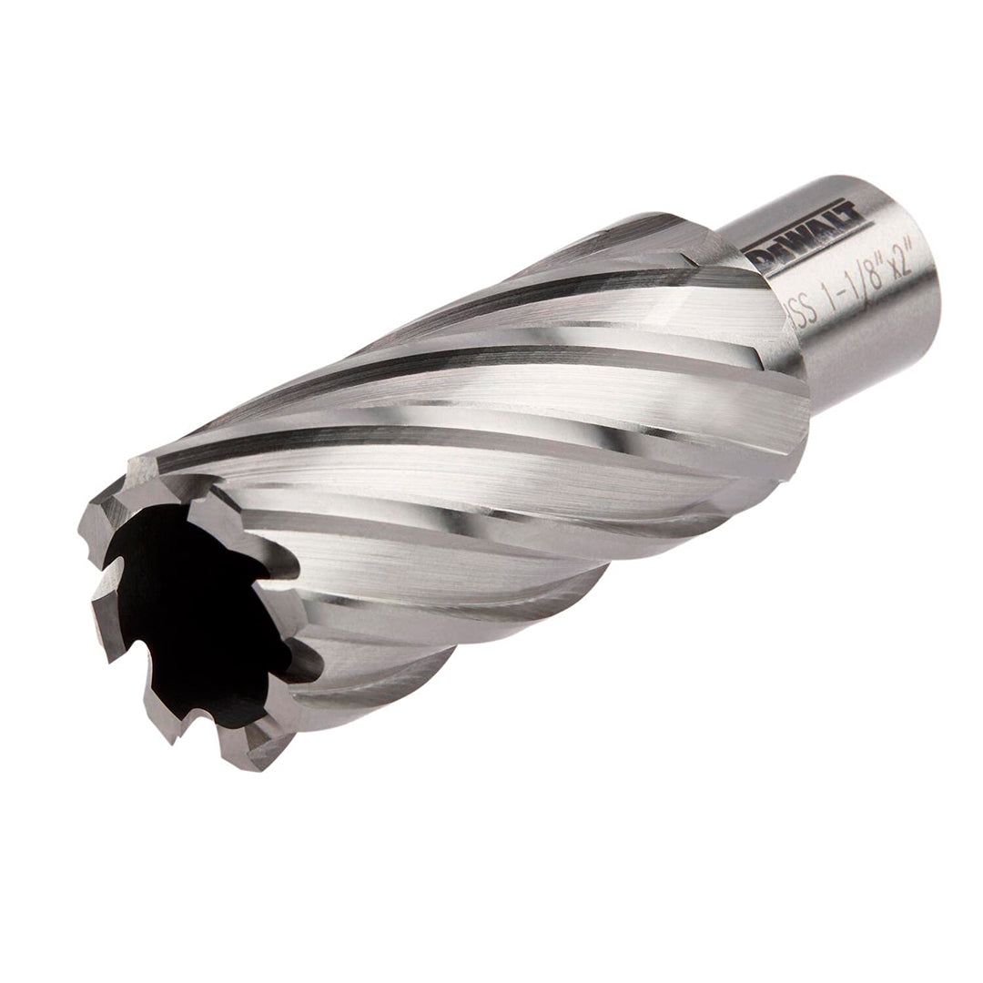 BROCA ANULAR HSS PARA METAL DE 1 1/8 X 2 PULGADAS VASTAGO 3/4. MARCA DEWALT, DWAC02018