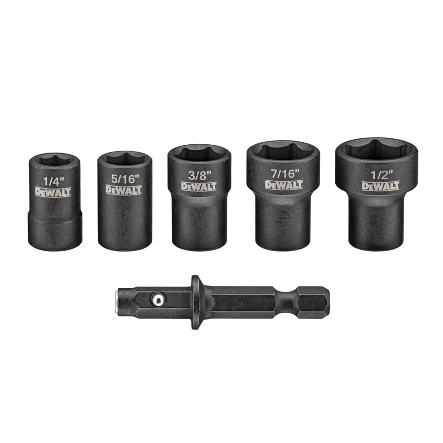 Juego de copas de impacto para atornillador, raíz 1/4 plgs, 5 piezas, Dewalt, dwadnd-5, DWADND-5