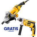 COMBO DE ESMERILADORA DE 9 PULG. 2,700 WATTS, Y TALADRO PERCUTOR DE 1/2, 650 WATTS. DEWALT