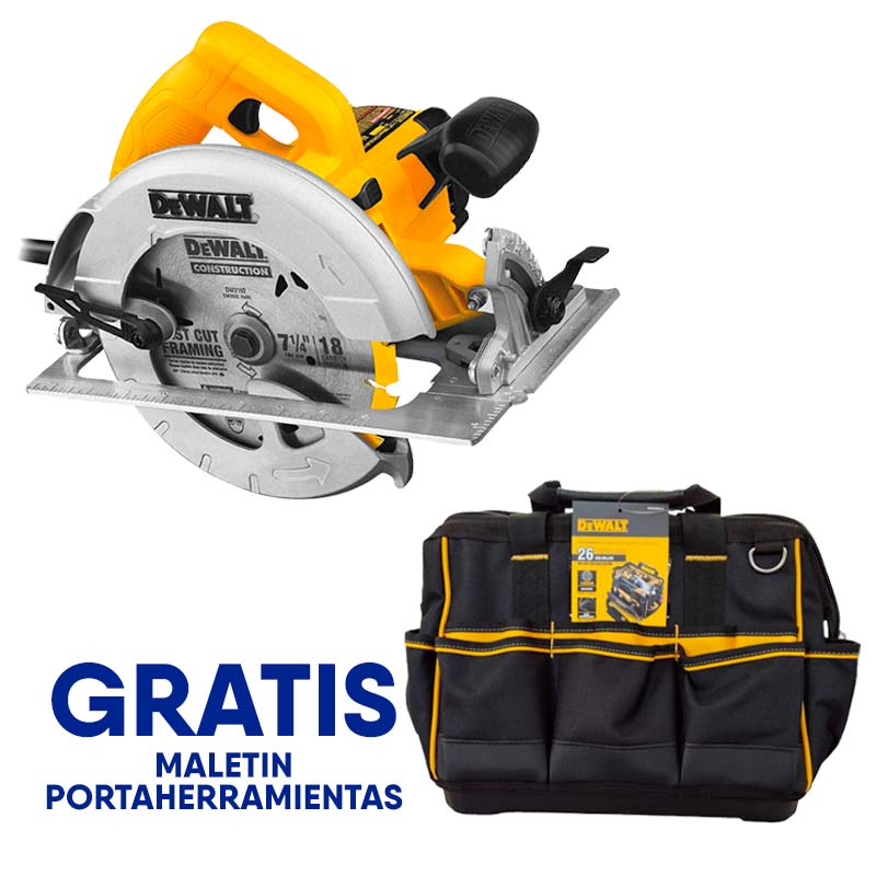 SIERRA CIRCULAR, 7-1/4 PULG, 1,800 WATTS, GRATIS MALETIN PORTA HERRAMIENTAS DWST83489. MARCA DEWALT, DWE575-83489LA