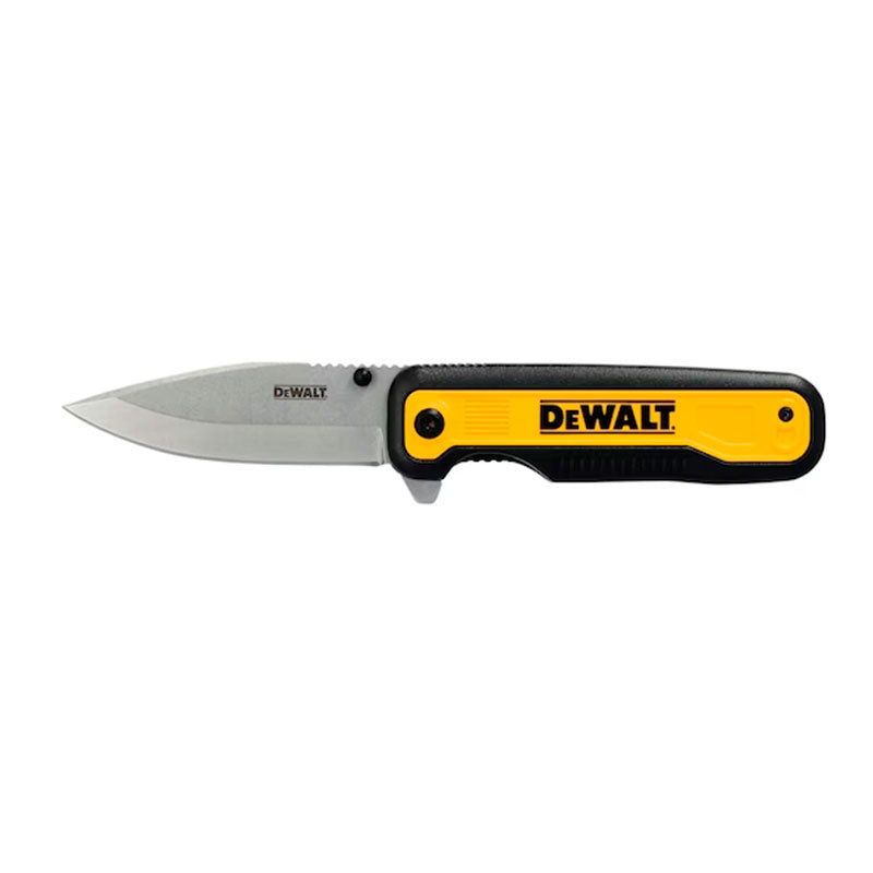 NAVAJA DE BOLSILLO PLEGABLE MANGO DE METAL, HOJA DE ACERO INOXIDABLE, LONGITUD 3.3 PULGADAS. DEWALT, DWHT10993