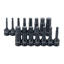 JUEGO DE 15 COPAS DE IMPACTO RAIZ 1/2, PUNTA HEXAGONAL EN PULGADAS Y MILIMETRICAS, DE 5/16 A 3/4 PLG. 6 A 19 MM. DEWALT
