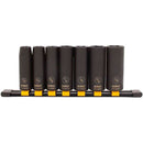 JUEGO DE 7 COPAS LARGAS DE IMPACTO EN PULGADAS RAIZ 1/2, INCLUYE 1/2, 9/16, 5/8, 11/16, 3/4, 13/16 Y 7/8 PLG. DEWALT