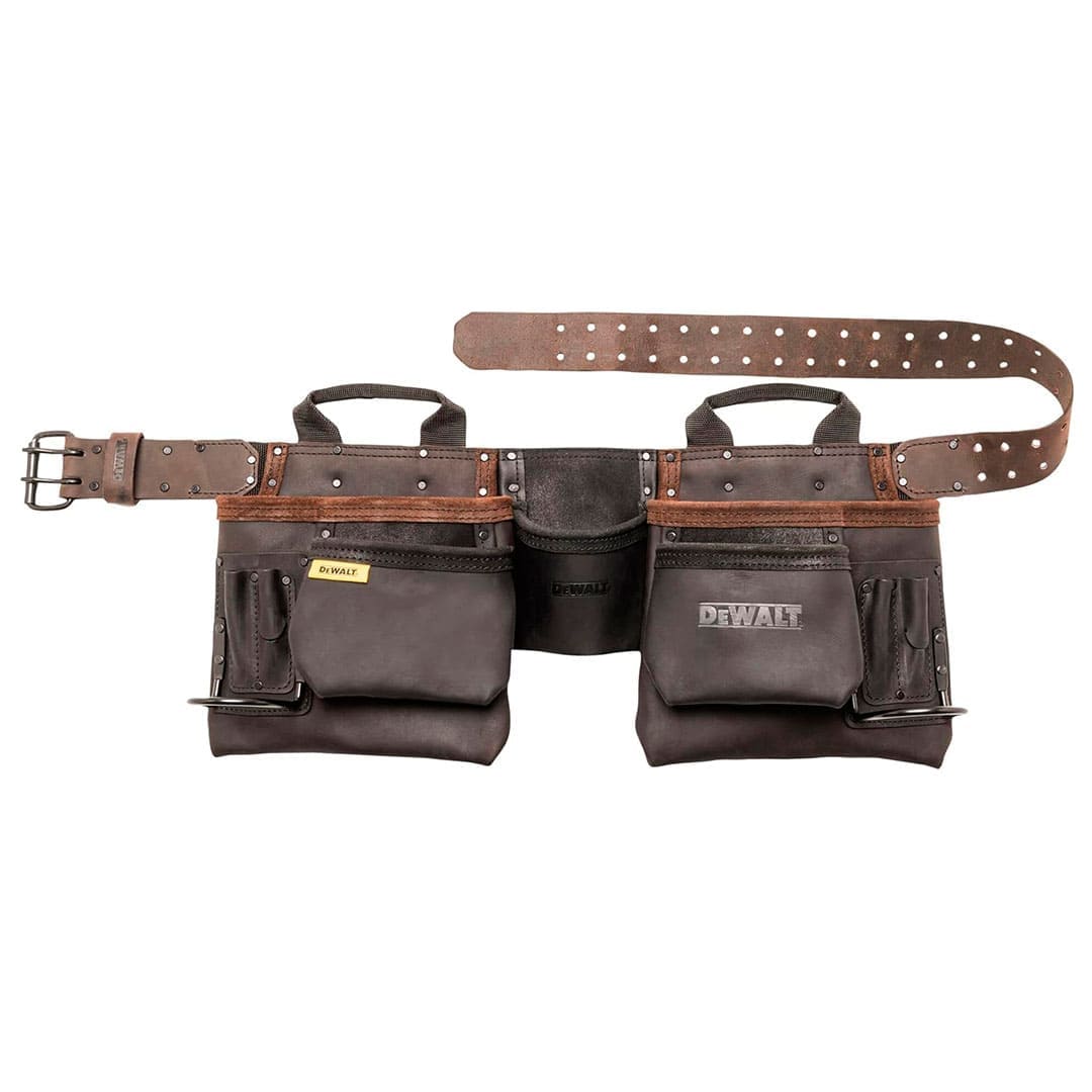 CARTUCHERA/PORTAHERRAMIENTAS/DELANTAL DE CUERO CON CINTURON AJUSTABLE, CON 11 COMPARTIMIENTOS. MARCA DEWALT, DWST550112
