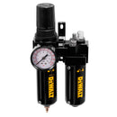 REGULADOR, FILTRO Y LUBRICADOR, ROSCA NPT 3/8 PLG, PRESION OPTIMA 150PSI, INCLUYE MANOMETRO.DEWALT