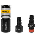 KIT DE ACOPLE RAPIDO 3 PCS, 1 ACOPLADOR HEMBRA, 1 CONECTOR MACHO Y 1 HEMBRA NPT 1/4. DEWALT