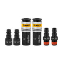 JUEGO DE 6 PCS DE ACOPLES RAPIDO, ALTO CAUDAL, 2 ACOPLES HEMBRA, 2 CONECTORES HEMBRA Y 2 CONECTORES MACHO. DEWALT