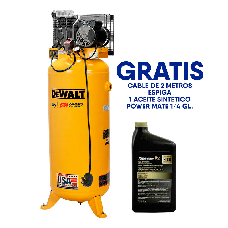 COMPRESOR 60 GALONES, 155 PSI, 13.4 CFM, 208-230 VOL. DEWALT by CAMPBELL HAUSFELD, DXCM601.LA