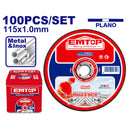 Discos abrasivos para cortar metal de 4 1/2 plgs acero inox caja de 100 unidades Emtop EACD10115100
