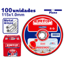 Discos abrasivos para cortar metal de 4 1/2 plgs acero inox caja de 100 unidades Emtop EACD10115100