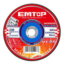 Disco para cortar metal acero inox de 9 plgs, centro plano, Emtop, eacd302302