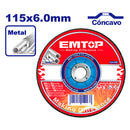 Disco abrasivo para desbastar metal de 4 1/2 plgs, EMTOP, EACD601151