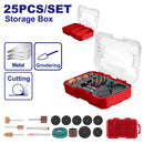 KIT DE 25 PIEZAS PARA DREMEL / ROTO TOOL, PARA LIJADO Y DESBASTE, CON ESTUCHE PLASTICO. EMTOP