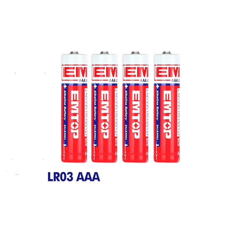 PAQUETE DE 4 BATERIAS ALCALINAS TRIPLE AAA DE 1.5V, 1300 MAH. MARCA EMTOP, EALB3001