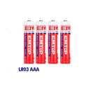 PAQUETE DE 4 BATERIAS ALCALINAS TRIPLE AAA DE 1.5V, 1300 MAH. MARCA EMTOP