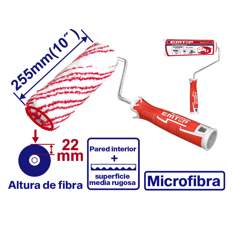 RODILLO DE FIBRA DE 10 PULGADAS, PARA PINTAR. EMTOP, ECBH092551