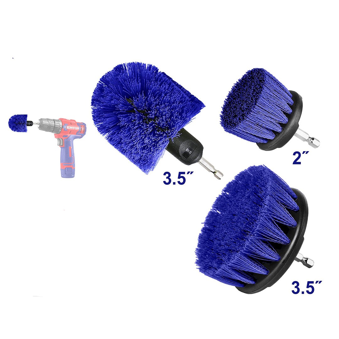 KIT DE 3 CEPILLOS CERDAS MEDIANAS PARA LIMPIEZA CON VASTAGO 1/4 PARA COLOCARLO EN BARRENO O ATORNILLADOR. EMTOP, ECBM0301