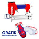CLAVADORA NEUMATICA CALIBRE 18 PARA MADERA, CLAVOS 3/8 A 1-3/16, PRESION 60 A 100 PSI CON CARTUCHERA Y LENTES. EMTOP