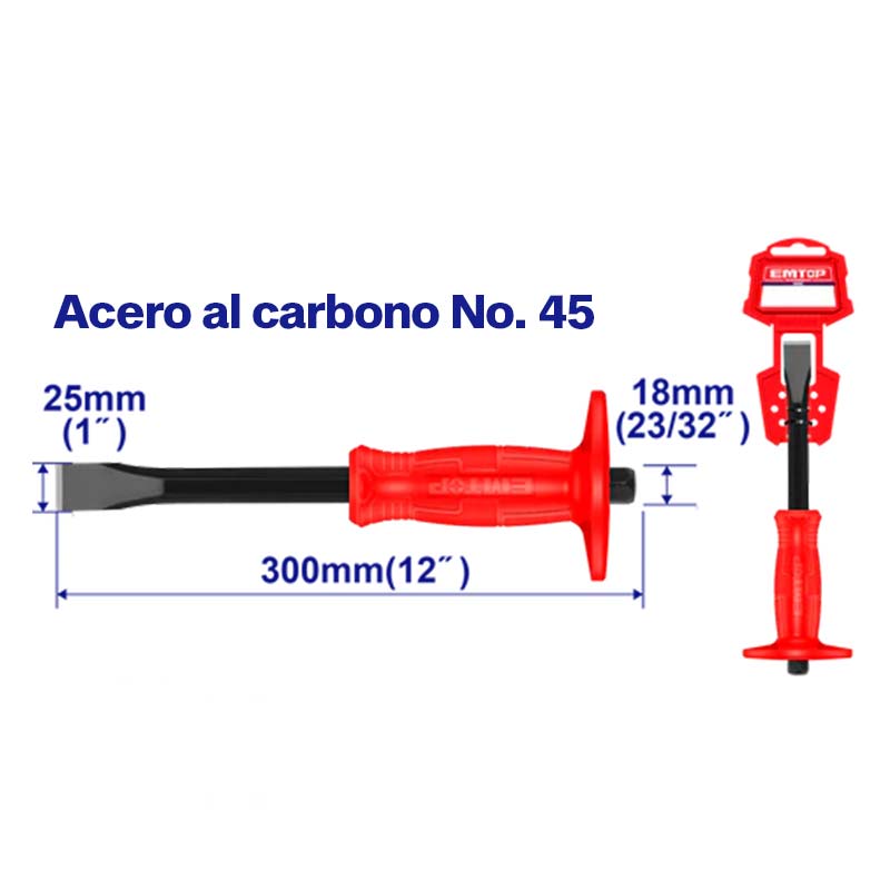 CINCEL PLANO LARGO 300 MM, MANGO 18 MM PALA 25MM, ECCL251801