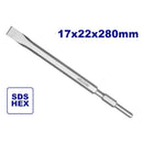 Cincel plano de 17 x 280 mm sistema hexagonal para demoledor EDBRH1301 y ULDBRH1301 Emtop ECHS072822