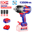 Llave de impacto inalámbrica de 3/4 plgs 1350 Nm con batería y cargador Emtop ECIWL201351
