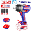 Llave de impacto inalámbrica de 3/4 plgs 1750 Nm con batería y cargador Emtop ECIWL201751