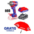 LLAVE DE IMPACTO INALAMBRICA 1/2, 20V, BRUSHLESS, 400NM, INCLUYE 3 COPAS MM, BATERIA Y CARGADOR, SOMBRILLA. EMTOP