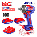 LLAVE DE IMPACTO INALAMBRICA 1/2, 20V, BRUSHLESS, 400NM, INCLUYE 3 COPAS MM, CON 2 BATERIAS Y CARGADOR. EMTOP