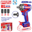 Llave de impacto inalámbrica de 1/2 plg, 400 Nm, sin batería ni cargador, Emtop, ECIWL20401