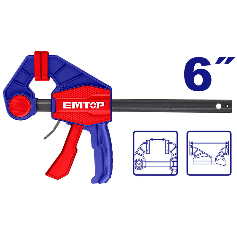 SARGENTO/PRENSA RAPIDA 6 PULG, 63X150 MM. MARCA EMTOP, ECLPQ60101