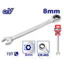 LLAVE COLA CORONA CON RATCH DE 8 MILIMETROS 12 PUNTOS CROMO VANADIO. EMTOP