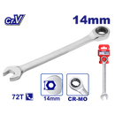 LLAVE COLA CORONA CON RATCH DE 14 MILIMETROS 12 PUNTOS CROMO VANADIO. MARCA EMTOP
