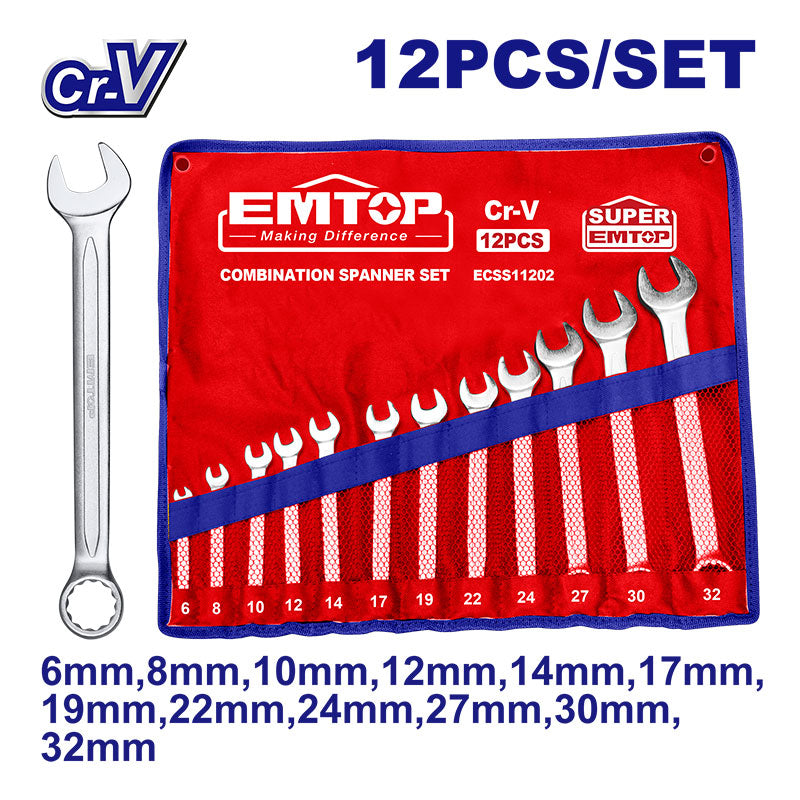 Juego de 12 llaves cola corona, milimétricas, Emtop, ECSS11202
