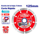 DISCO DE DIAMANTE SEGMENTADO DE 5 PULGADAS EJE DE 7/8 PARA RANURADORA ULMCR15001. MARCA EMTOP, EDDC01254