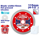 DISCO DE DIAMANTE ULTRAFINO DE 4 1/2 EJE 7/8 BORDE DE MALLA. EMTOP.