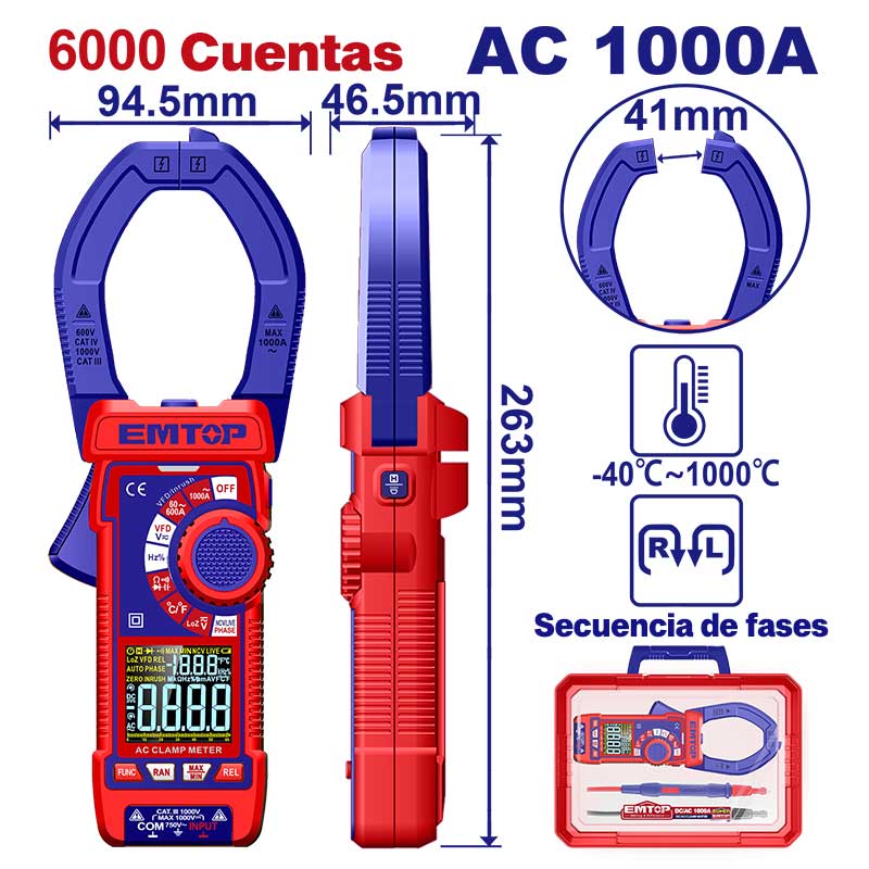 Amperímetro digital de 1000 A Emtop EDMR7610001