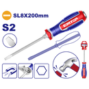 DESARMADOR DE GOLPE PUNTA PLANA 1/4 MAGNETICA LARGO 8 PULGADAS. EMTOP