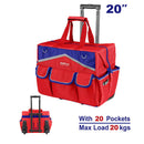 BOLSA DE HERRAMIENTAS RIGIDA CON RUEDAS, ASA TELESCOPICA Y MULTIPLES COMPARTIMENTOS. EMTOP