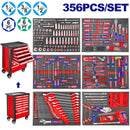 SET DE HERRAMIENTAS 356 PIEZAS CON GABINETE DE 7 GABETAS Y RUEDAS, INCLUYE RATCH, DADOS, LLAVES, DESTORNILLADORES Y ACCE