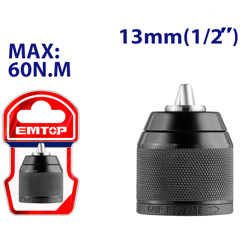 Mandril sin llave de 1/2 plg raiz 1/2 plg Emtop EKCY13201