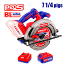 Sierra circular inalámbrica 7 1/4 plgs de 20 voltios con 2 baterías y cargador Emtop ELCS1851-EBPK