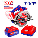 SIERRA CIRCULAR INALAMBRICA, 7-1/4 PULG, 20V. BRUSHLESS, 4,800 RPM, CON 1 BATERIA Y CARGADOR. EMTOP