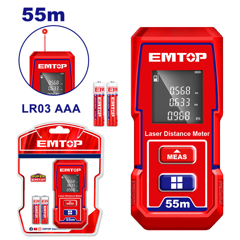 MEDIDOR DE DISTANCIA LASER, RANGO 55M. EMTOP, ELDD05015