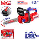 MOTOSIERRA INALAMBRICA ESPADA DE 12 PULGADAS, 20V, BRUSHLESS, SIN BATERIA NI CARGADOR. BARE TOOL. EMTOP
