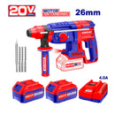 ROTOMARTILLO INALAMBRICO DE 20 VOLT, SDS PLUS, BRUSHLESS, 0-1100RPM, 2.5 JOULES, CON 2 BATERIAS Y CARGADOR. EMTOP
